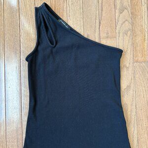 Inc One Shoulder Tank Top Black - Size Medium